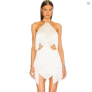 NWOT: Dundas White Fringe Dress
